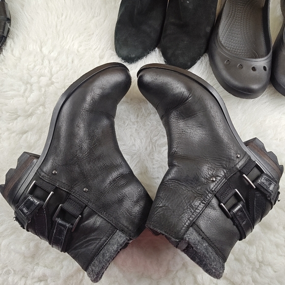 Sorel Waterproof Black Leather Side Zip Boots Rubber Sole Women’s 10 - Picture 7 of 10